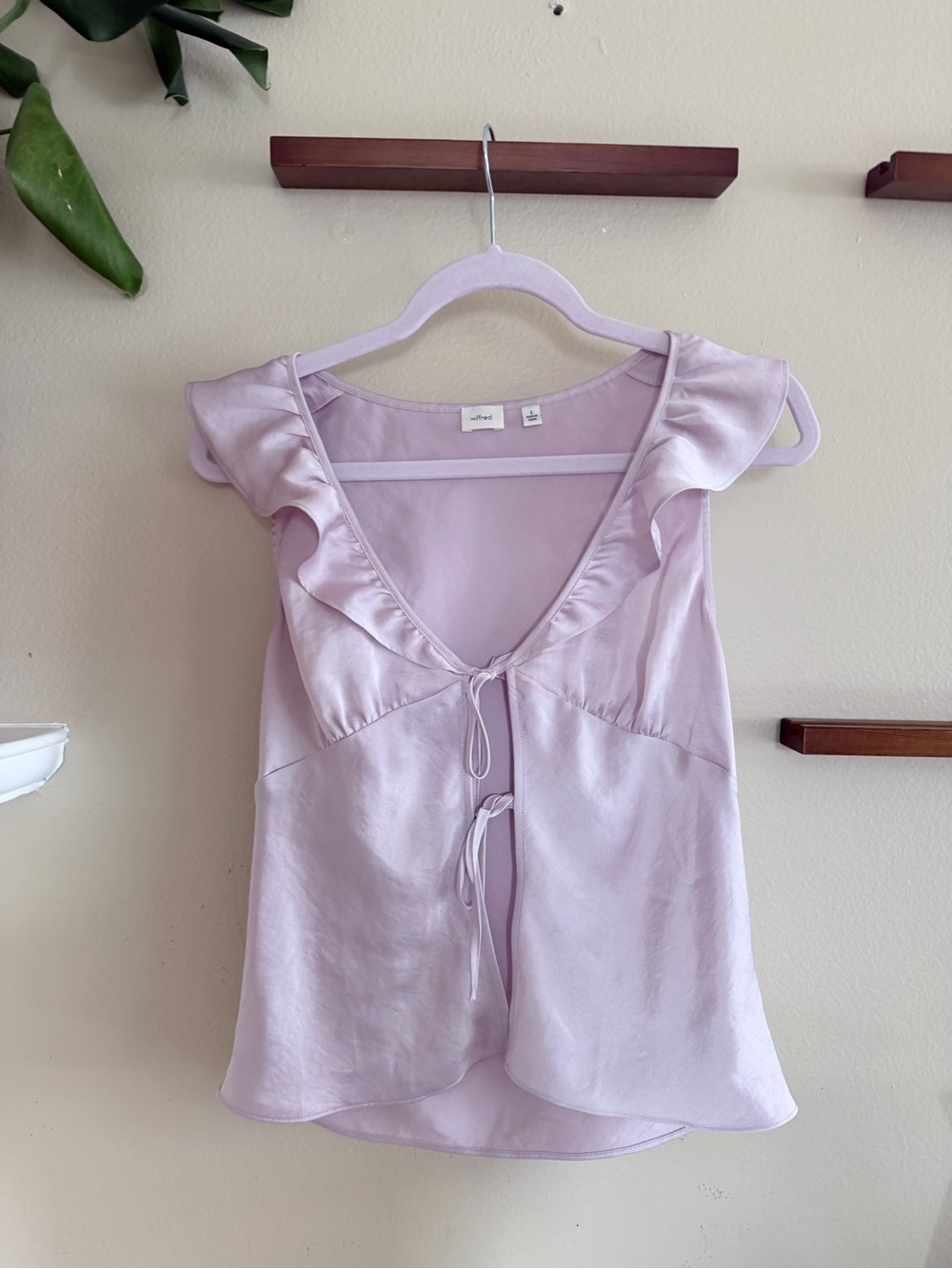 Aritzia Wilfred Lavender Ruffle Tie-Front Cami